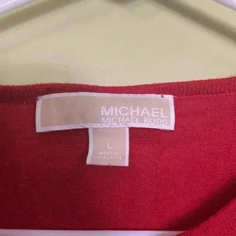 Michael Kors women red , red wine red long sleeve blouse.